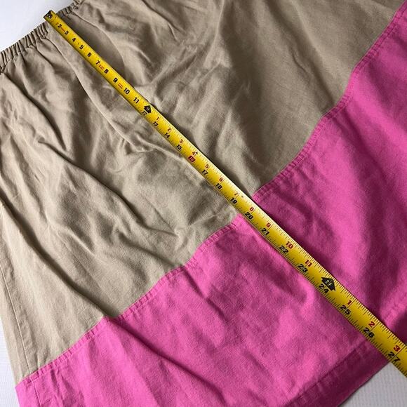 J. Crew Factory Colorblock Midi Skirt Tan Pink Size Small Linen Blend Tan Pink - Picture 4 of 6